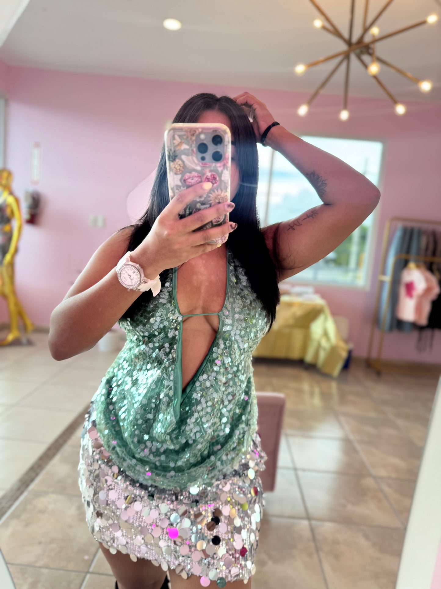 Sequin Halter Top