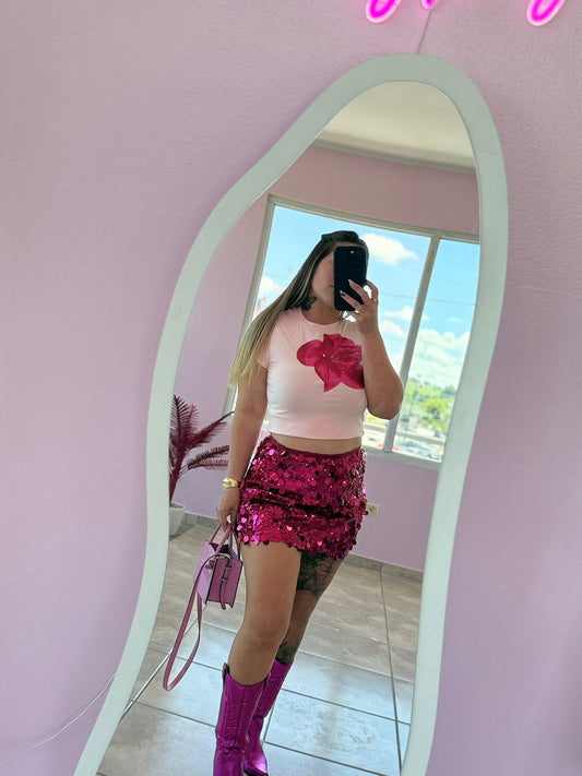floral pink shirt